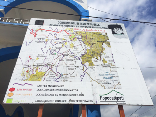mapa rutas evacuacion popo